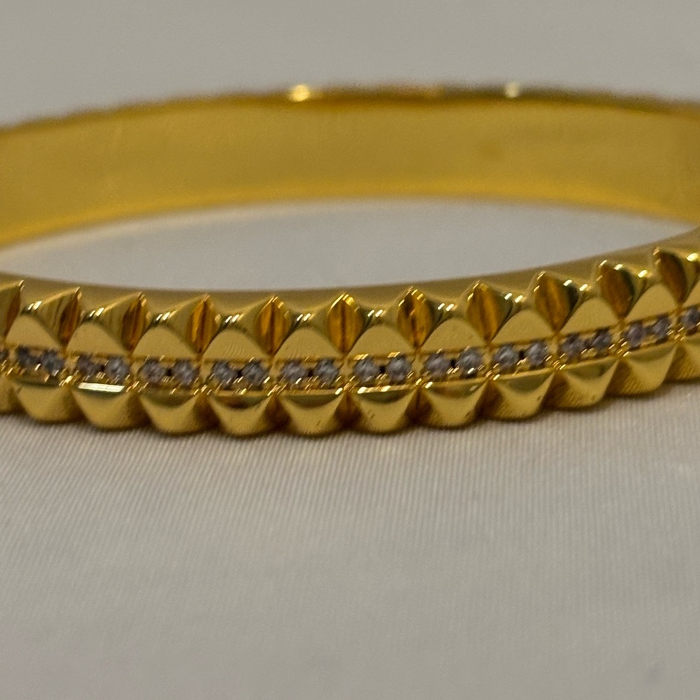 Hjane Jewels-Spike Pave Bangle Cuff in 18K Gold plated Stainless Steel - Picture 2 of 7